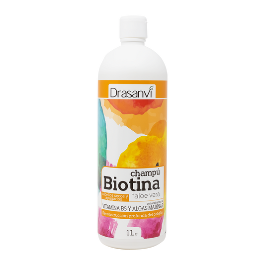 CHAMPU BIOTINA Y ALOE VERA CABELLO SECO Y APAGADO 1L BOTE DRASANVI