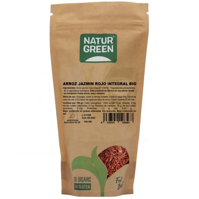 NaturGreen Arroz Jazmín Rojo Integral Bio 500 G