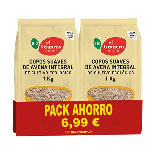 PACK 2 COPOS FINOS DE AVENA INTEGRAL BIO - 2x1KG.