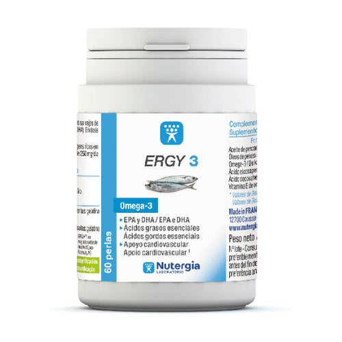 Ergy 3 omega 3, DHA y EPA - 60 caps