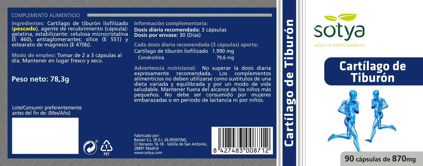 Cartílago de Tiburón 870mg  90 cap