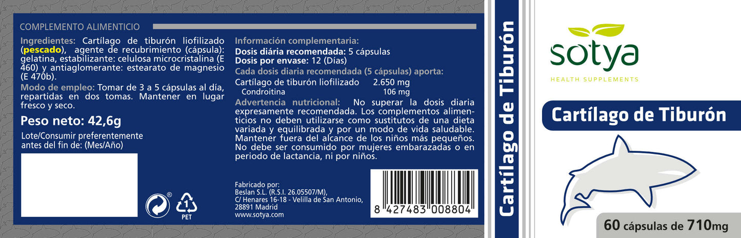 Cartílago de Tiburón 710mg 60 cap