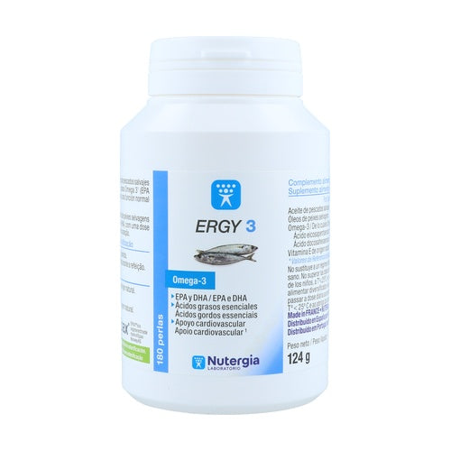 Ergy 3 omega 3, DHA y EPA - 180 caps