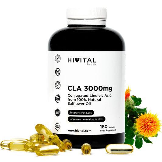 CLA Ácido Linoleico Conjugado 3000 mg - 180 perlas de Aceite Vegetal de Cártamo