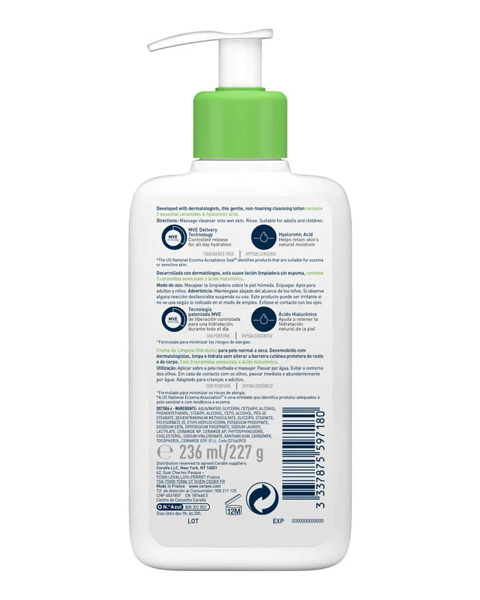 Gel limpiador hidratante Cerave - 236 ml