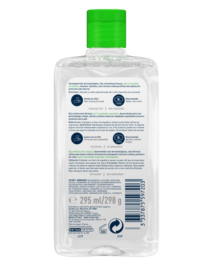 Agua micelar limpiadora e hidratante CeraVe - 295ml