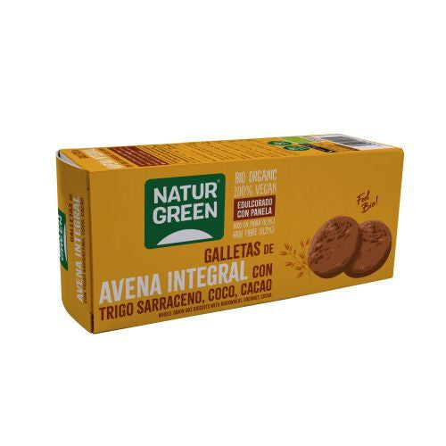 NaturGreen Galleta De Avena Integral Con Trigo Sarraceno, Coco Y Cacao Bio 140 G