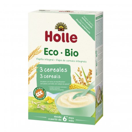 Papillas de 3 cereales integrales ecológicos, 250 g Holle