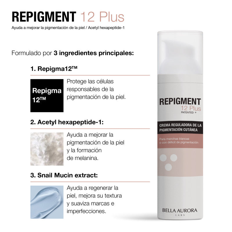 Repigment12 Plus. Crema reguladora de la pigmentación cutánea.